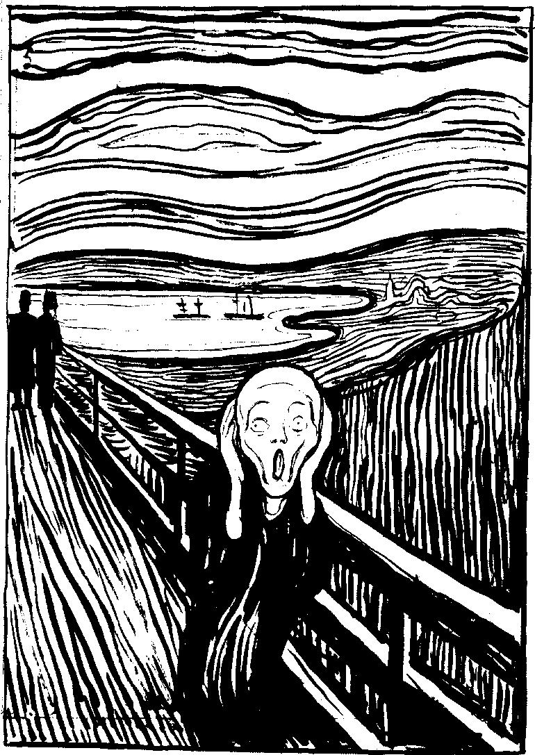 the Scream white and black